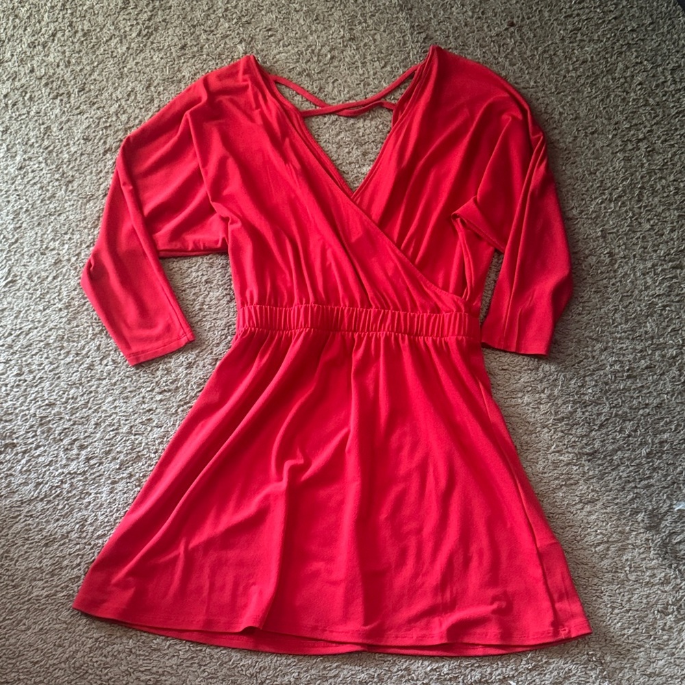 Express Red Wrap Dress with Crisscross Back Detail
